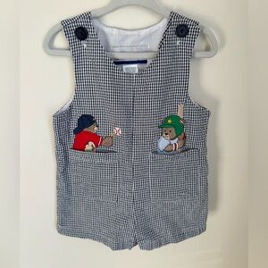Vintage Samara Seersucker Baseball Romper Size 12M